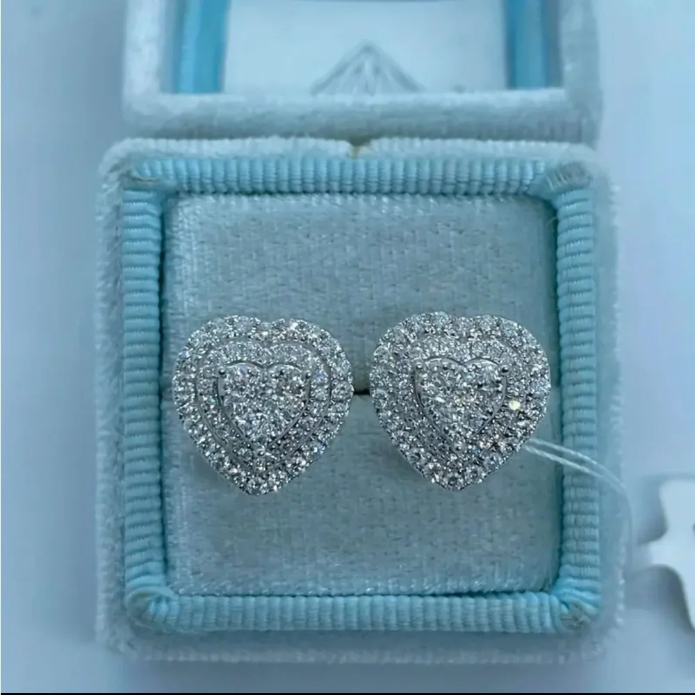 Halo Stud 1.30 Ct Simulated Diamond Earrings Round Cut NWT